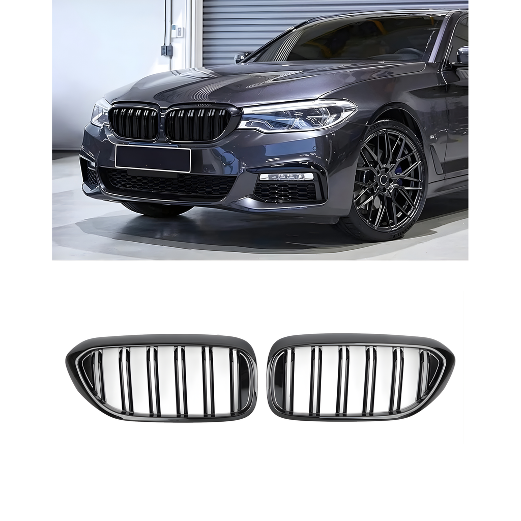 Front Grille Gloss Black Double Line - BMW 5 series G30 PRE LCI (2018-2020)