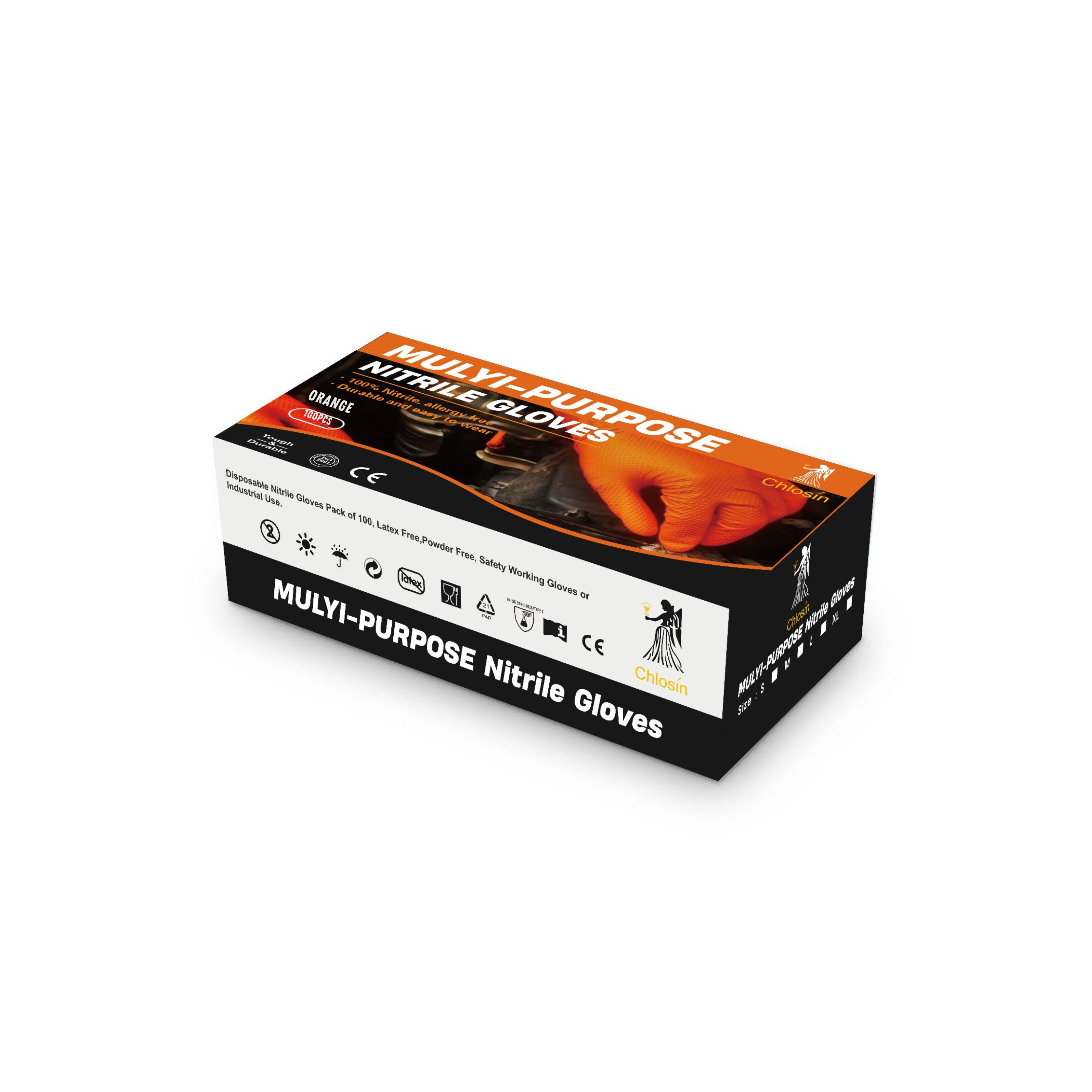 Grip Nitrile Gloves Diamond (Orange)