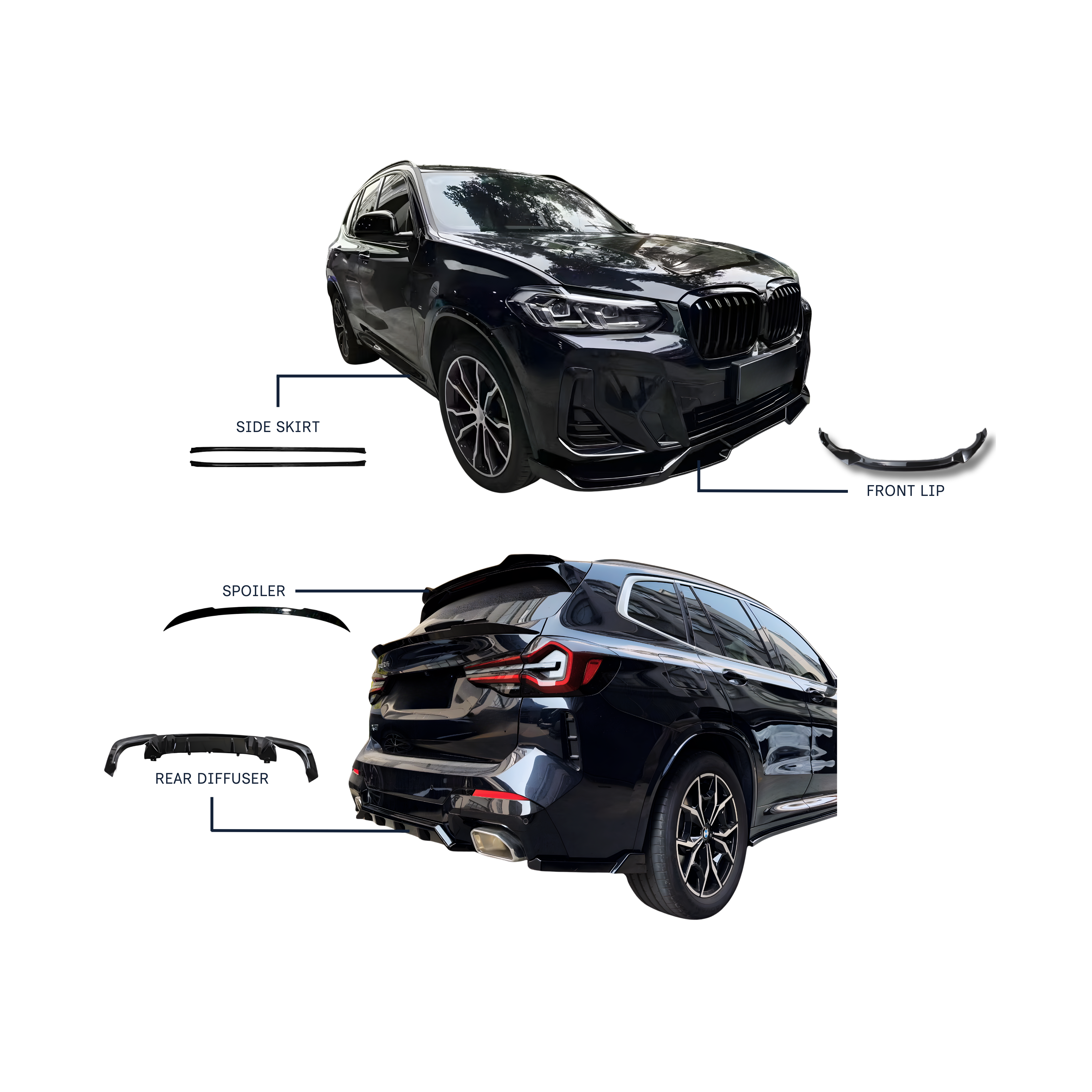 BMW X3 G01 (2018-2022) Full Body Kit – Gloss Black