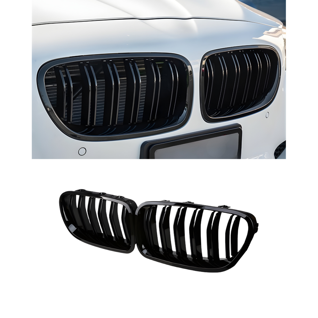 Front Grille Gloss Black Double line - BMW 5 series F10 (2010-2017)