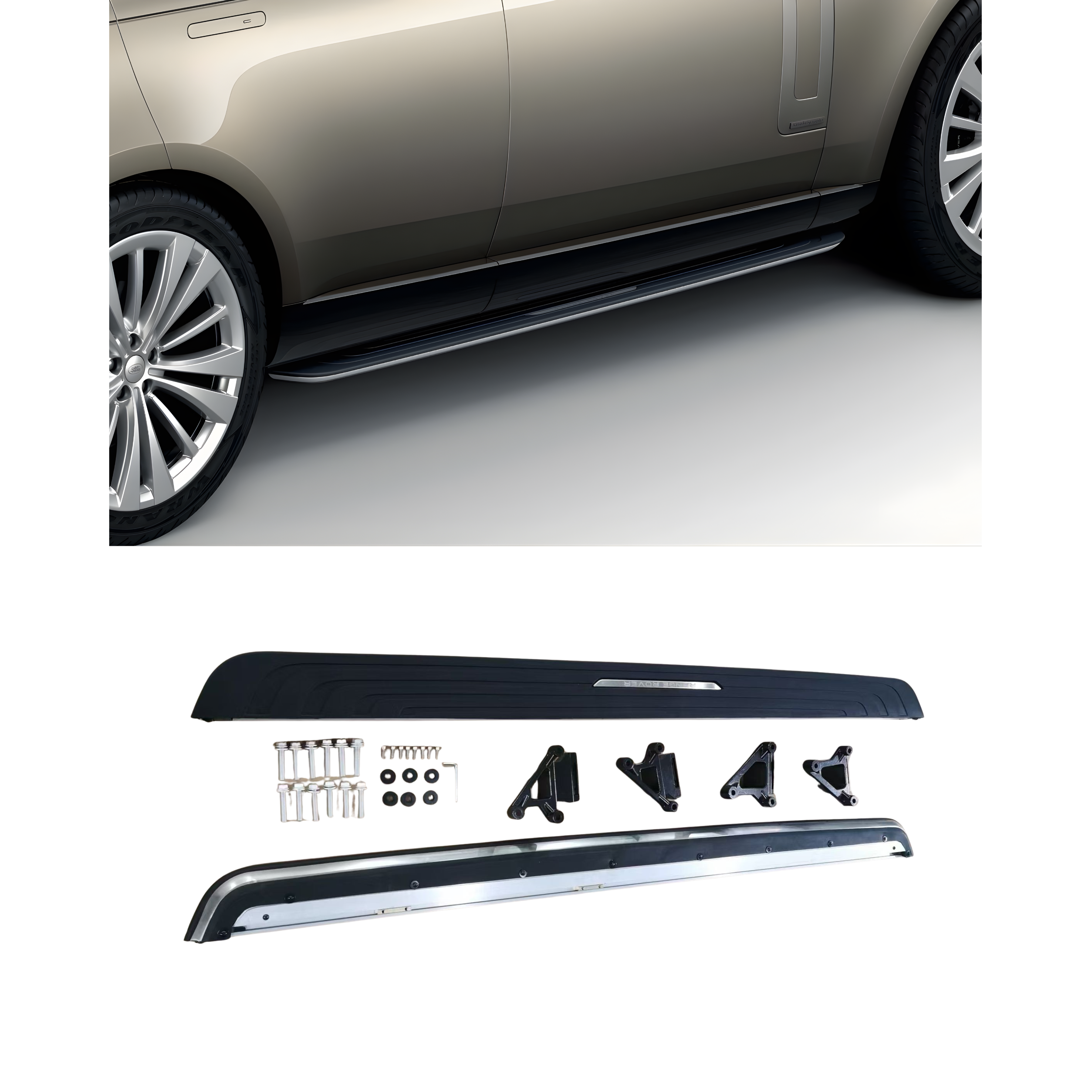 RANGE ROVER SPORT & VOGUE 2023 ON – SILVER SIDE STEPS / RUNNING BOARDS – PAIR