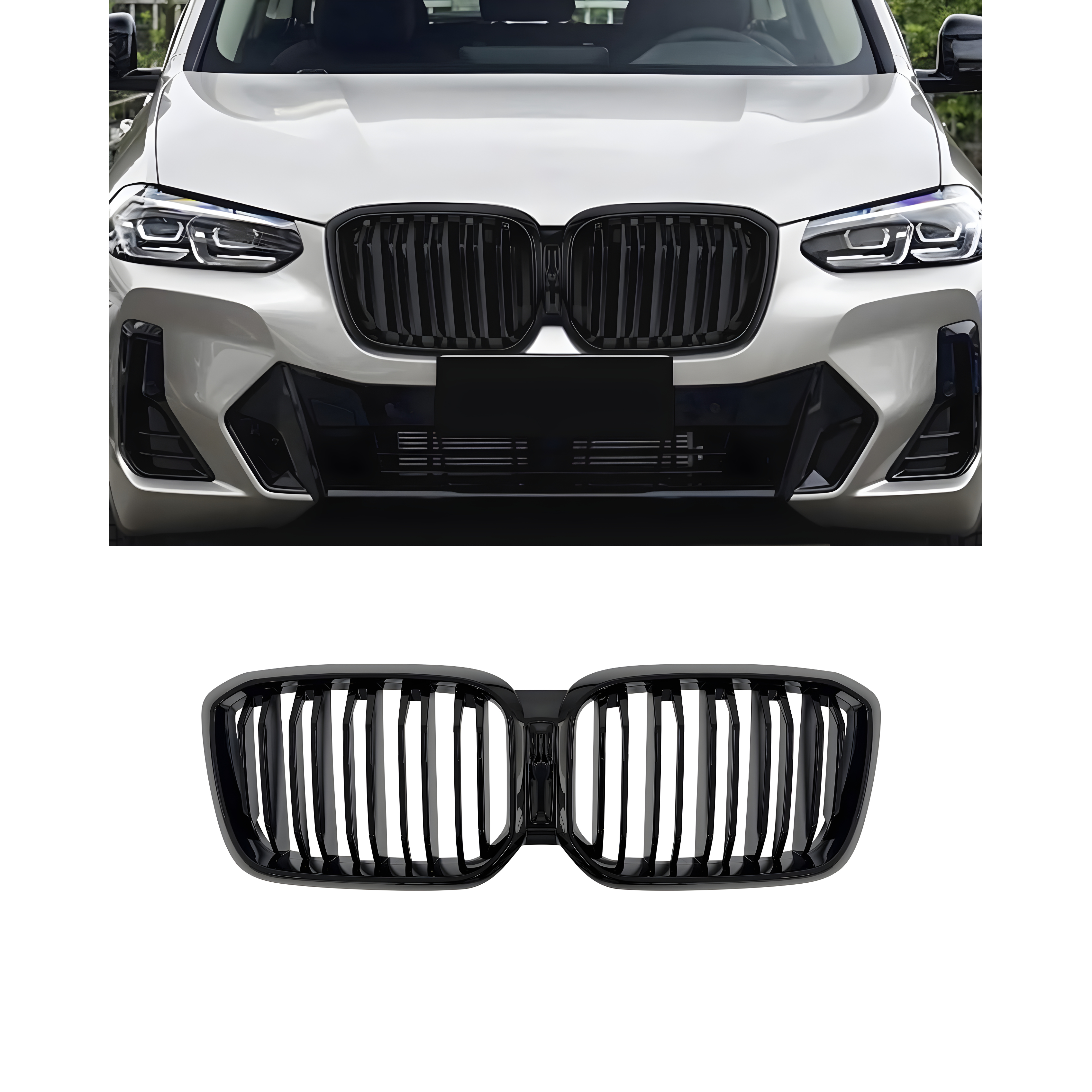 Front Grille Gloss Black Double Line- BMW X3 G08 (2022-2023)
