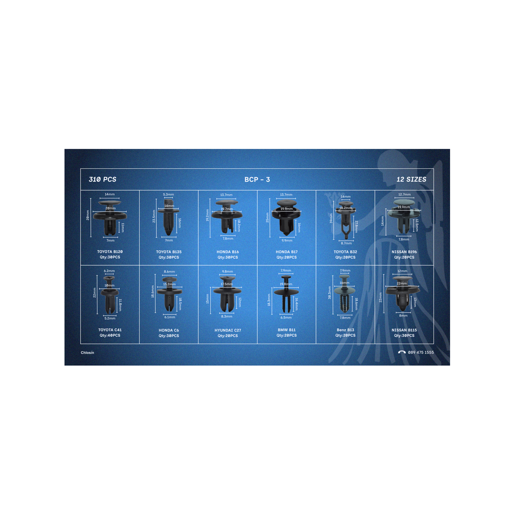 Body Panel Clips Set – 310 PCS / 12 Sizes