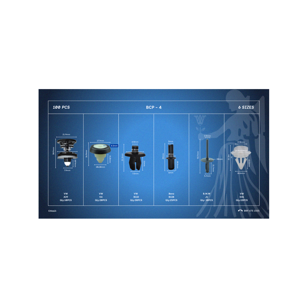 Body Panel Clips Set – 100 PCS / 6 Sizes