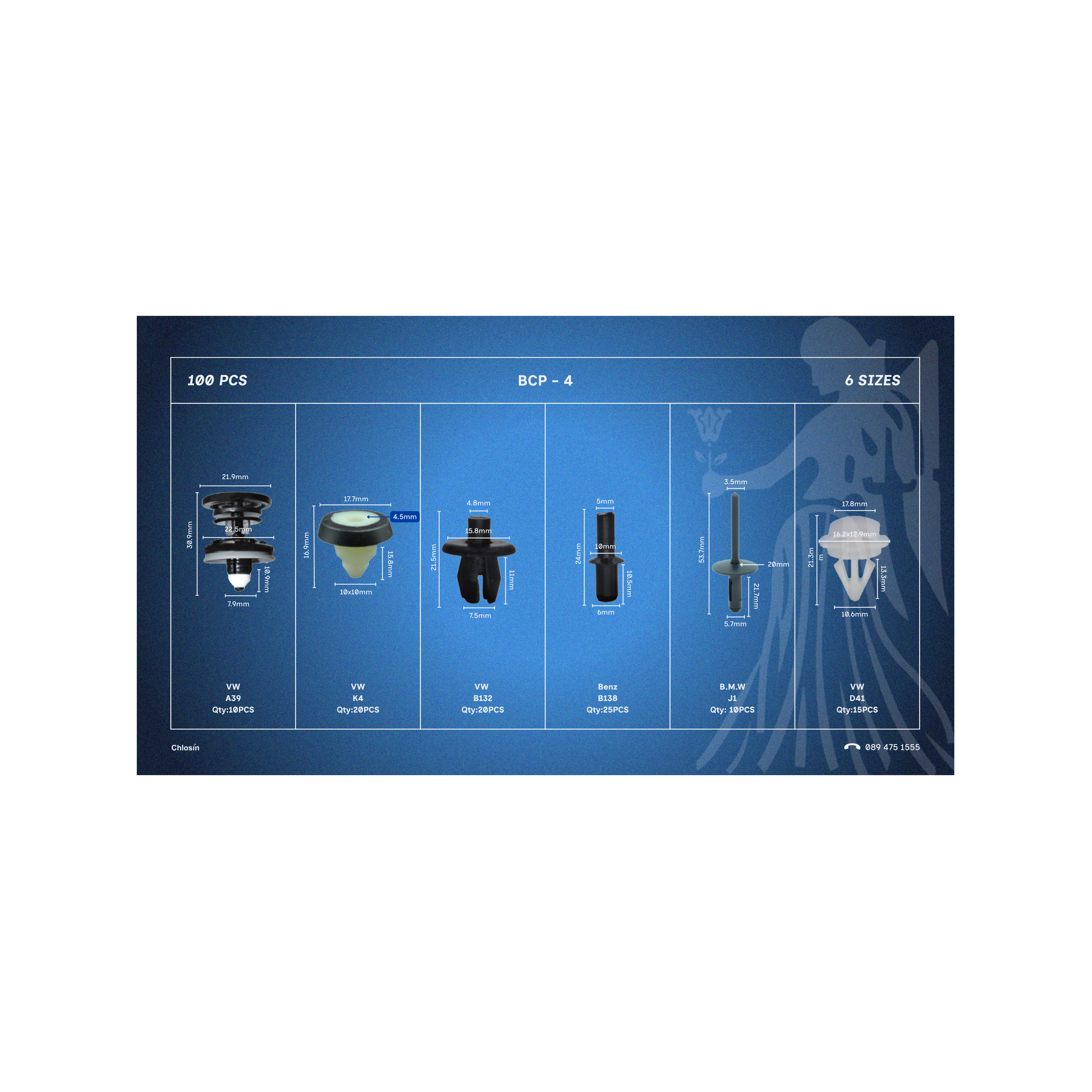 Body Panel Clips Set – 100 PCS / 6 Sizes