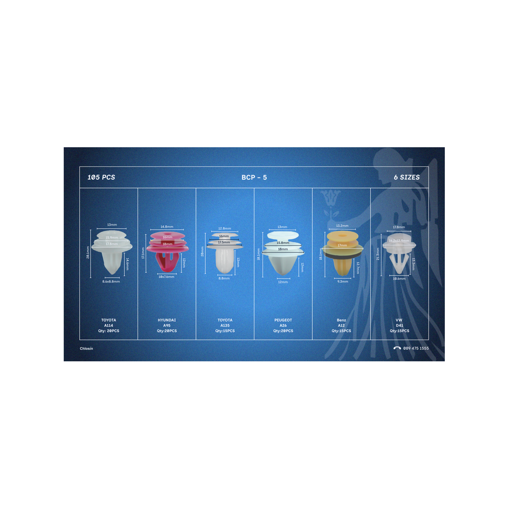 Body Panel Clips Set – 105 PCS / 6 Sizes