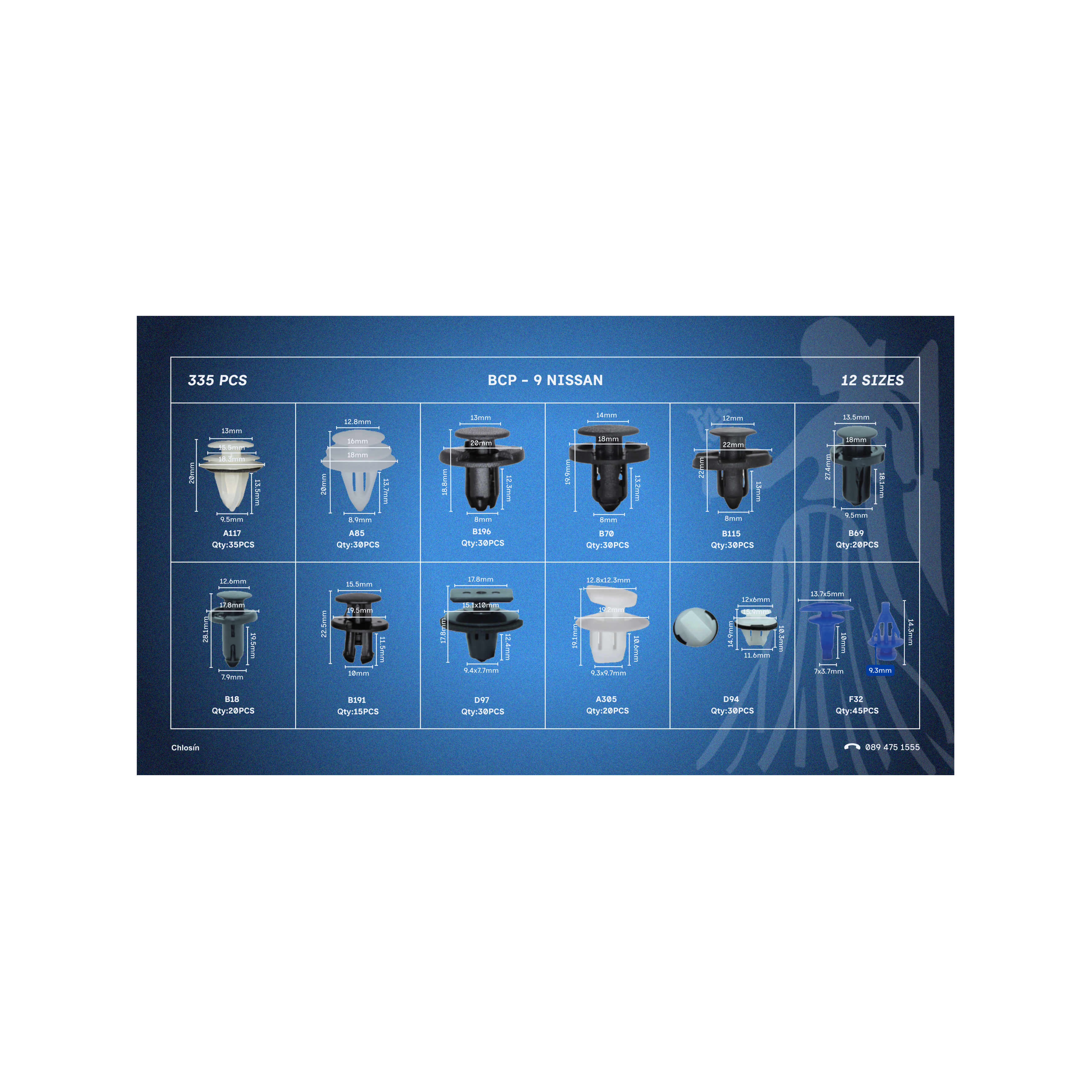 Body Panel Clips Set – 335 PCS / 12 Sizes