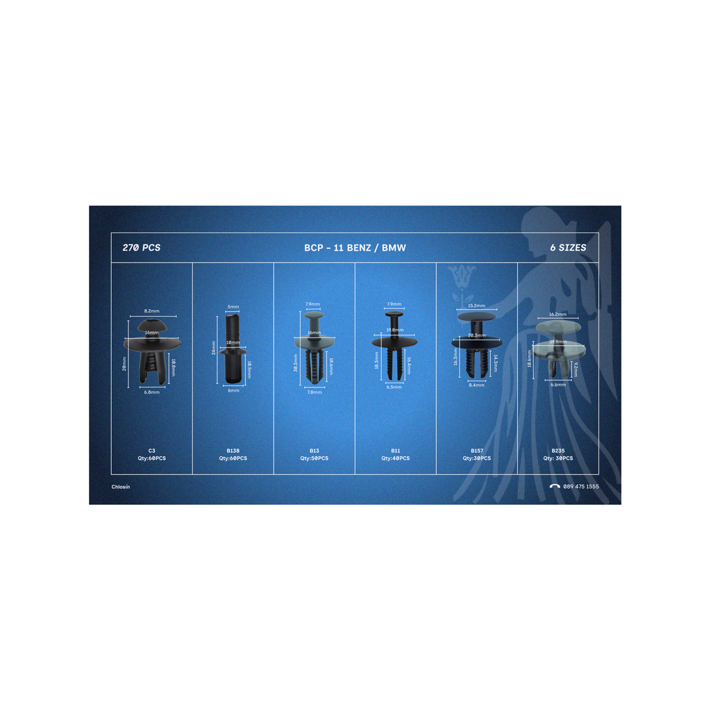 Body Panel Clips Set – 270 PCS / 6 Sizes