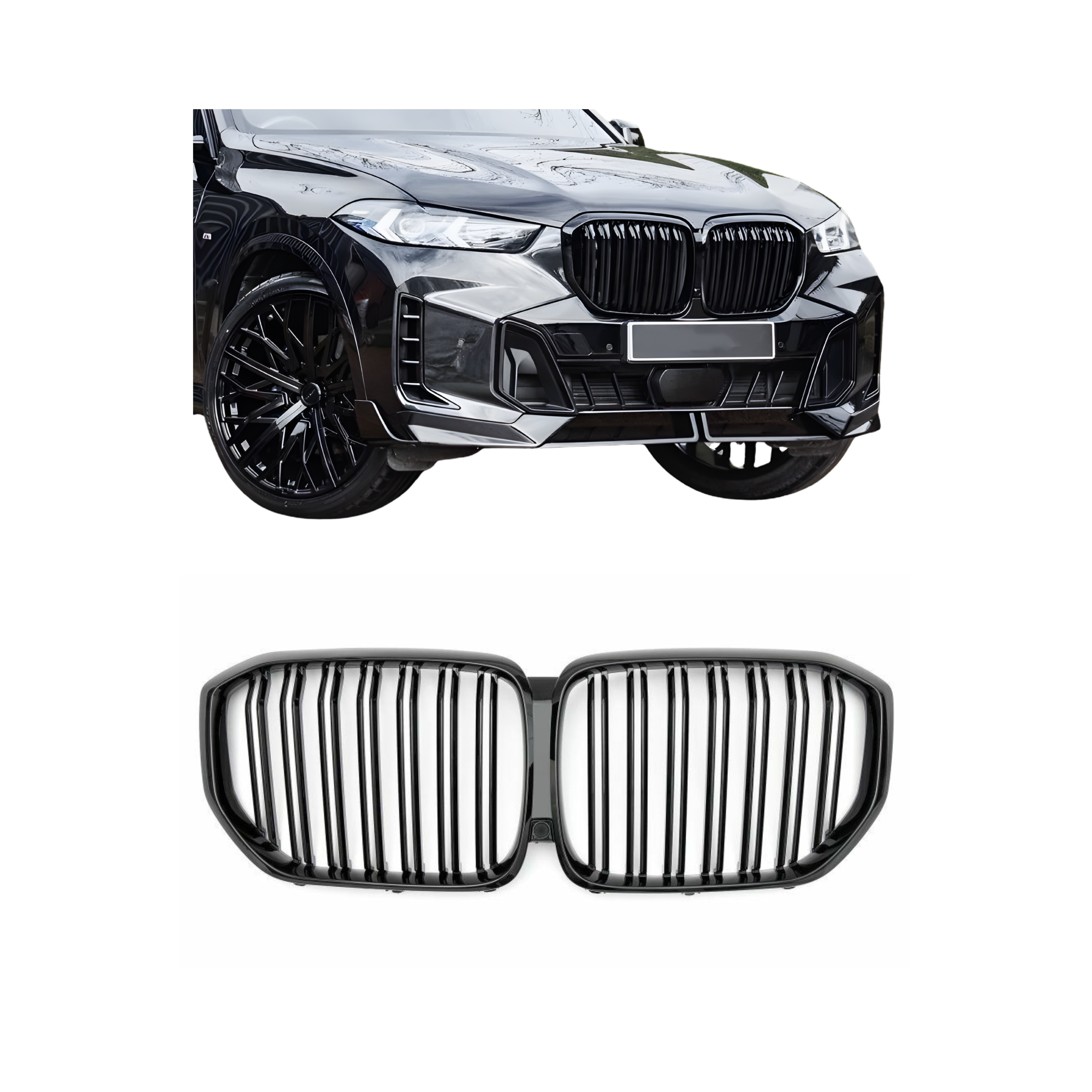 Front Grille Gloss Black Double Line – BMW X5 G05 LCI (2023+)