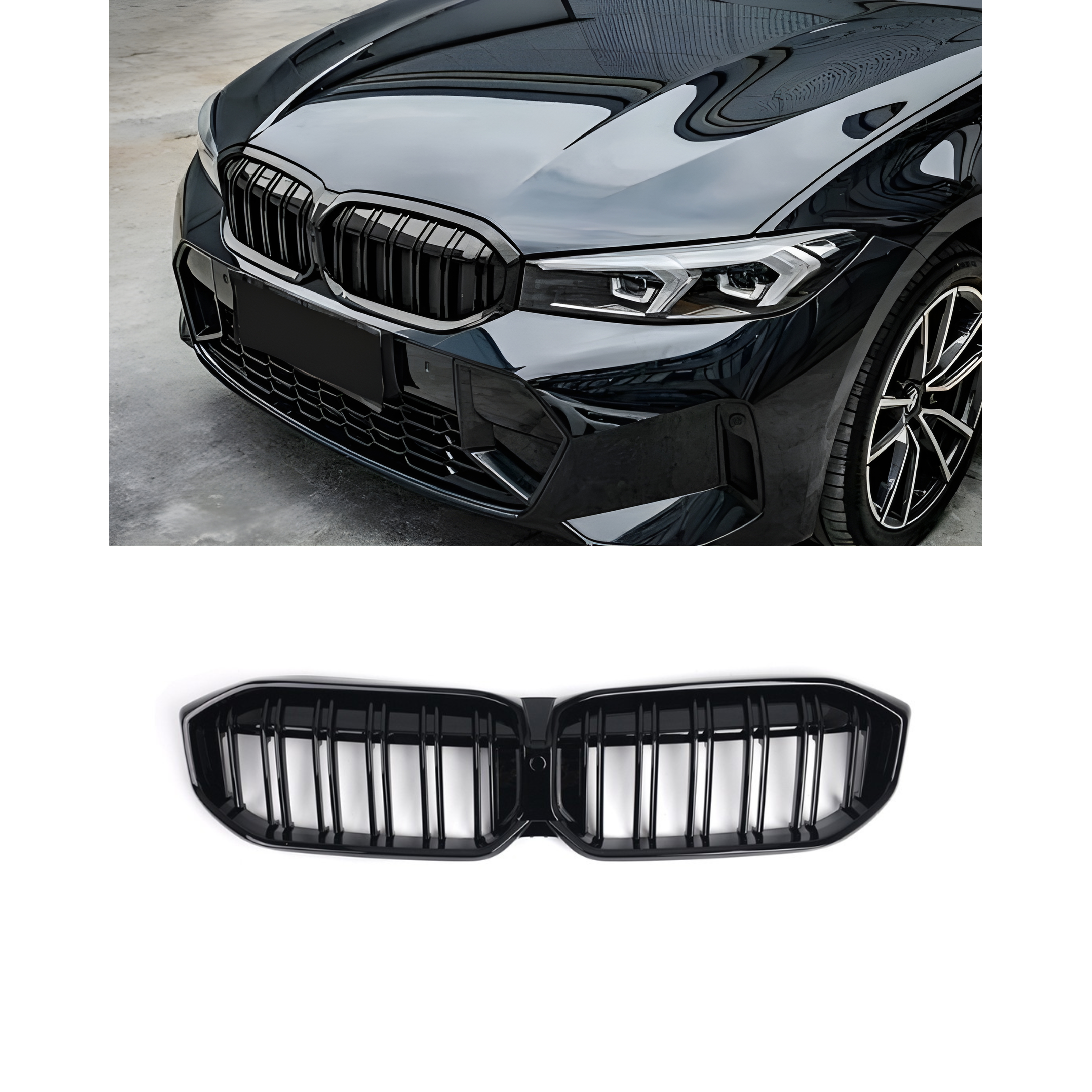 Front Grille Gloss Black Double Line - BMW 3 series G28 2023+