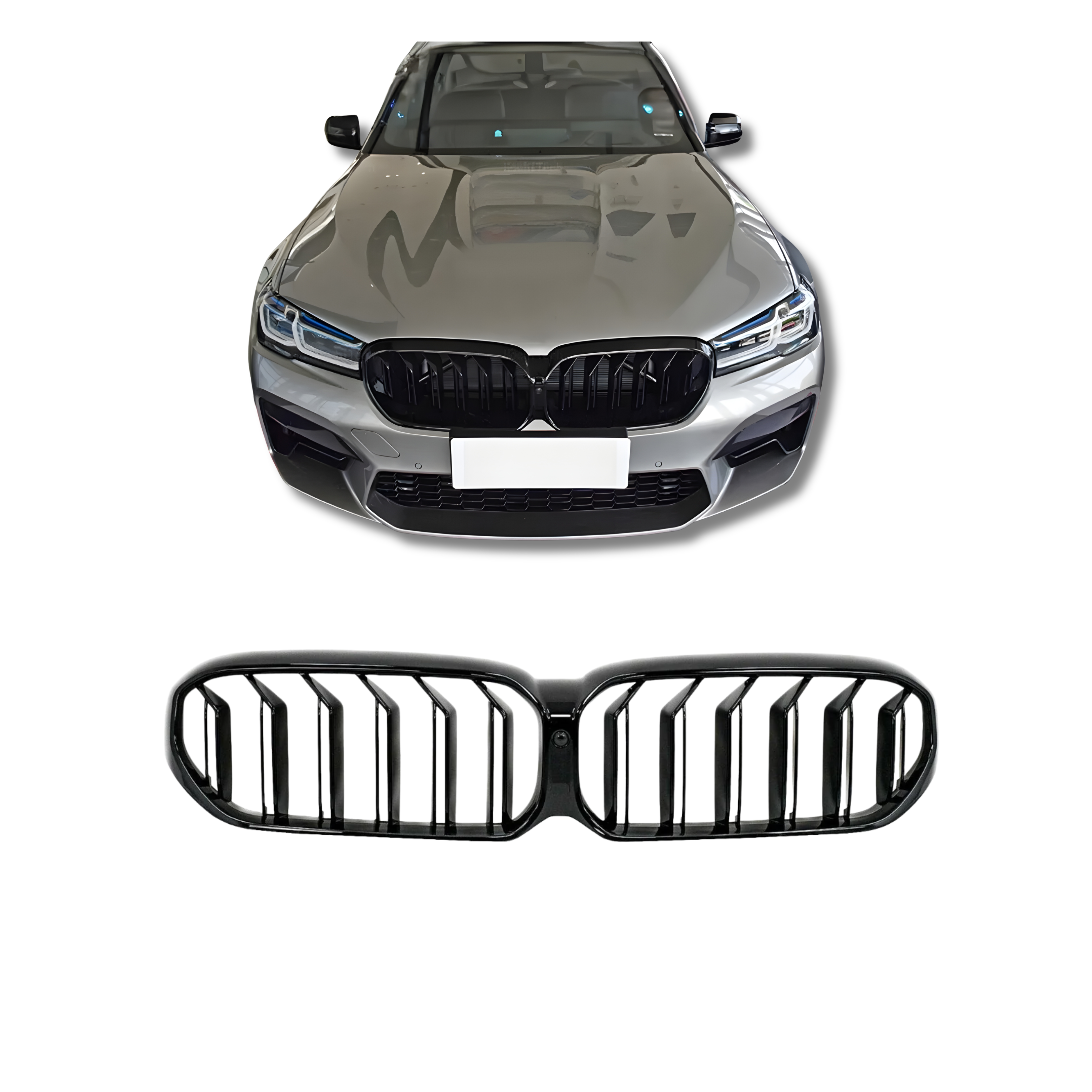 Front Grille Gloss Black Double Line - BMW 5 series G30 LCI (2021+)