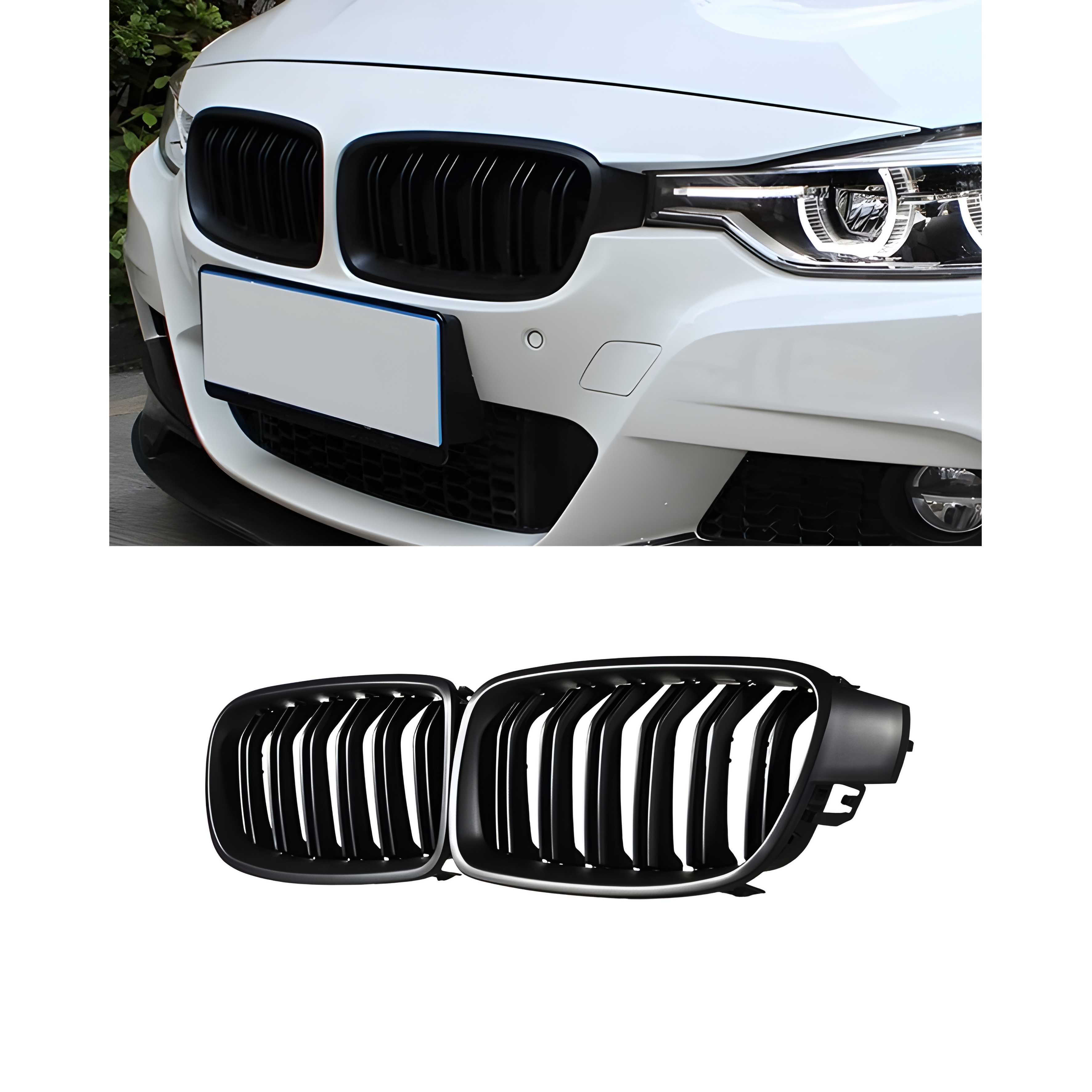 Front Grille Gloss Black Double Line - BMW 3 series F30 (2012-2019)